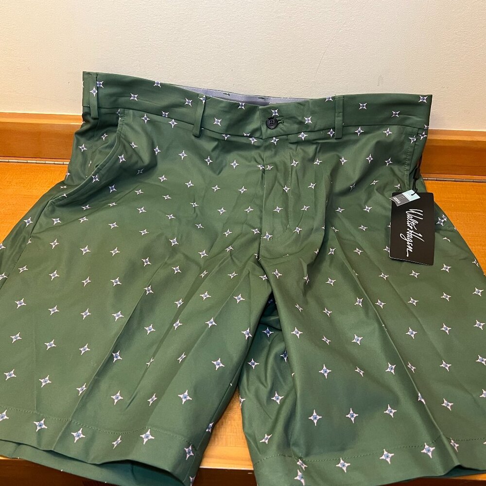 Walter Hagen Perfect 11 Golf Casual Shorts Forest Pine Geo Green 10” Multi Size